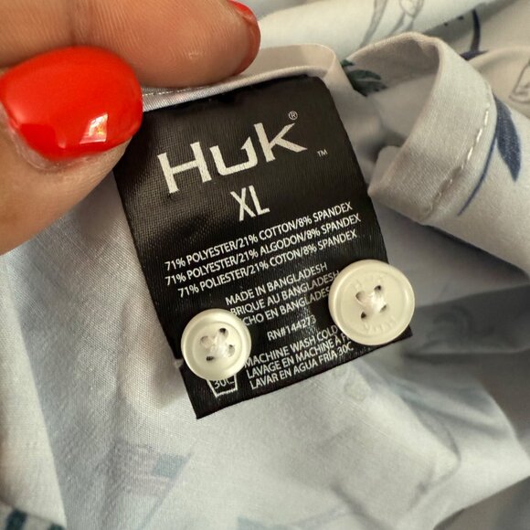 Huk Fishing Beer Boat Marlin Flag Palm Tree Print Performance Shirt Mens XL - Picture 6 of 6